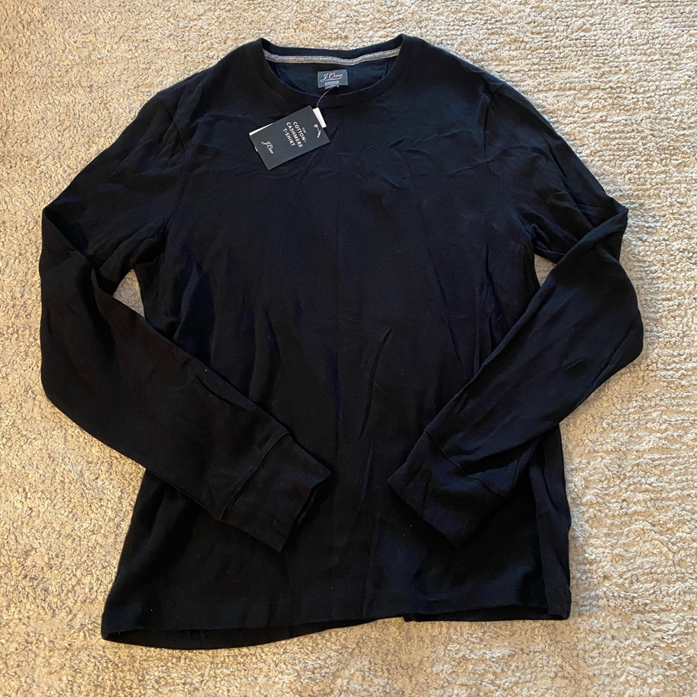 Jcrew Men's Black Cotton Cashmere Long Sleeve Shirt Size M